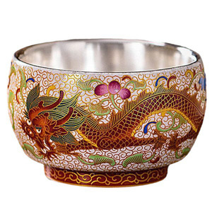 Tasse à thé en argent doré pur 99 Dragon Phoenix fil d'or cloisonné <span class=keywords><strong>émail</strong></span> peint tasse en <span class=keywords><strong>céramique</strong></span> - Product Image 6