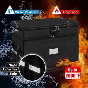Portable Office <b>Collapsible</b> 2-Layer File <b>Box</b> Organizer Reflective Strip Document <b>Storage</b> with Fireproof Lock - Product Image 6
