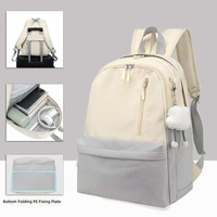 Sac à dos étudiant pour ordinateur portable 15,6 pouces, design simple/minimaliste, en tissu Oxford polyester imperméable, fermeture éclair, 20-36L, Air