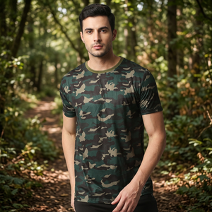 เสื้อยืดพิมพ์ลายสับลิเมชั่นแบบเต็มตัว ขายดี รุ่นฮิต สำหรับล่าสัตว์ เดินป่า แขนสั้น ทรงเข้ารูป ผ้าฝ้าย ลายพราง สำหรับผู้ชาย - Product Image 2