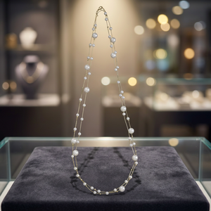 Beautiful Women's <b>Long</b> Gold Polish Round AAA Pearl <b>Necklace</b> Trendy 183778 - Product Image 3