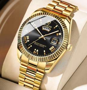 นาฬิกาควอตซ์ BINBOND หรูหรา สไตล์โรมัน สีทอง สำหรับผู้ชาย สายสแตนเลส กันน้ำ นาฬิกาข้อมือผู้หญิง ดีไซน์คลาสสิก พร้อมฟังก์ชั่นบอกวันที่ นาฬิกาผู้ชาย - Product Image 2