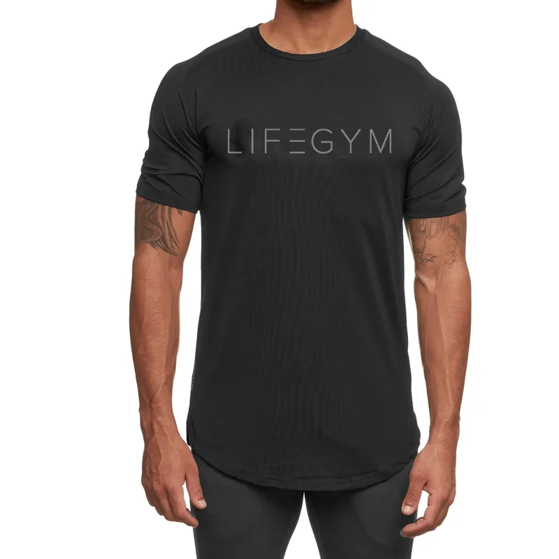 T Shirt Hitam Gym Pria Pakaian Kebugaran Pria