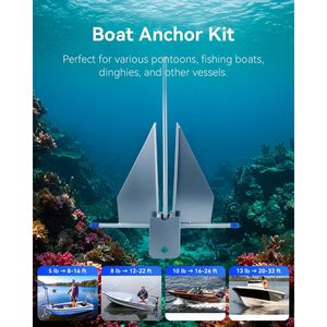 JY PERFORMANCE Kit de Anclaje Fluke de 5, 8, 10 y 13 lb con Cadena, Cuerda y Grilletes, Ancla para Barco para Reequipamiento y Mejora - Product Image 3