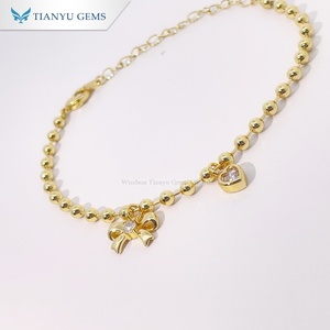 Tianyu Gems Trendy Gold Copper Zircon <b>Bracelet</b> Bowknot Heart Charms Sweet Style Women's Fashion Jewelry - Product Image 2