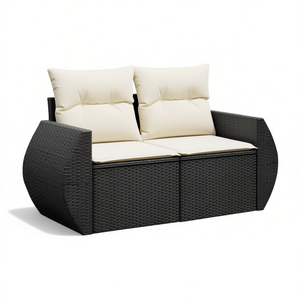 Canapé de jardin Modera Style 2 places en rotin noir, mobilier d'extérieur au design élégant pour l'espace de vie extérieur - Product Image 1