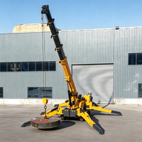 Grue araignée diesel CE EPA EURO 5 de 5 tonnes et 17 m, portable, télécommandée, avec flèche de déplacement et nacelle pour personnel