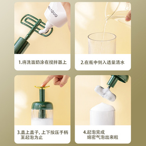 Ourtime Foaming <b>Dispenser</b> Manual Refillable <b>Bottle</b> Desktop Foam Soap <b>Dispenser</b> For Facial Cleanser And Shampoo - Product Image 4