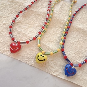 Collier pour enfants en céramique colorée en forme de cœur, chaîne de clavicule perlée faite à la main, style sportif, <span class=keywords><strong>facile</strong></span> à superposer, inspiré des vacances - Product Image 2