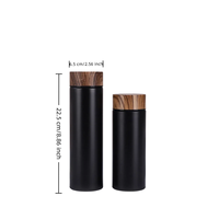 Bouteille d'eau en acier inoxydable 304 à sublimation, à large ouverture, isotherme sous vide, avec couvercle imitation bois