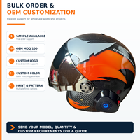 Casque intelligent en fibre de carbone avec interphone Bluetooth 5KM, casque de moto ouvert certifié DOT pour la conduite en groupe OEM ODM