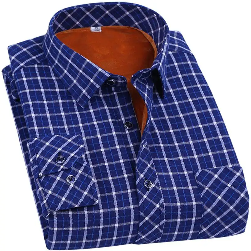 Online alışveriş için toptan moda rahat isı kış kalınlaşmak ekose gömlek erkekler için