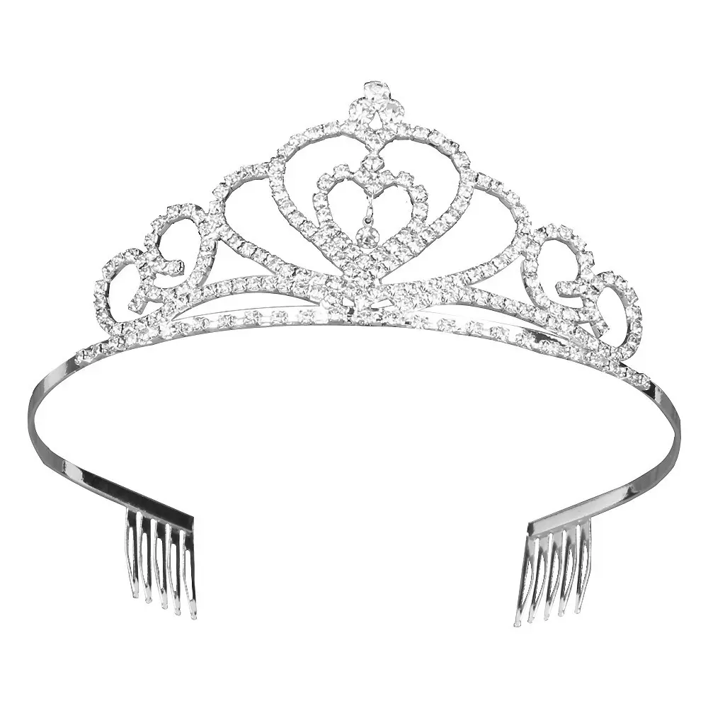 Tiara Mahkota Kristal Berlian Imitasi, Aksesori Tiara Perhiasan Rambut Pengantin Wanita Pernikahan Modis