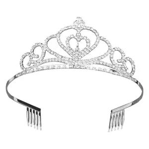 Diamantes de imitación de cristal corona tiara de la de las mujeres de la moda de la boda joyería nupcial pelo tiara accesorio
