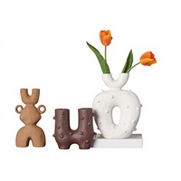 Vase en céramique mat de forme unique en forme de cactus, style Wabi-Sabi haut de gamme, décoration artistique de niche pour salon et entrée