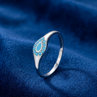 Bague en argent sterling S925 avec turquoise en forme de goutte, bijou bleu pour femme, idéal pour les fêtes, vente en gros directe usine