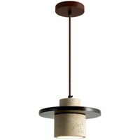 Lampes suspendues en forme de soucoupe volante en pierre jaune inspirées du style Wabi Sabi japonais avec télécommande LED pour salon