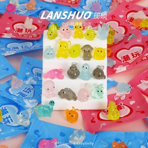 Lanshuo - Bolsa Sorpresa de Animales en Miniatura que Brillan en la Oscuridad, Resina Plástica, Set de Joyería DIY, Adornos de Escritorio - Product Image 1
