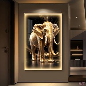 Ấn Độ Phong Cách Sang Trọng Vàng Voi Trang Trí Nội Thất Hiện Đại Pha Lê Sứ Tường Nghệ Thuật Ánh Sáng LED Elephant Hình Ảnh Khung - Product Image 1