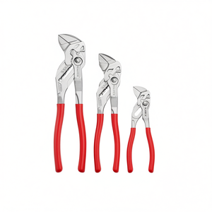 For 3-Piece Adjustable Wrench <b>Pliers</b> <b>Set</b> with Plastic Handles and Serrated Jaw for Plumbing and Mechanical Use - Product Image 1