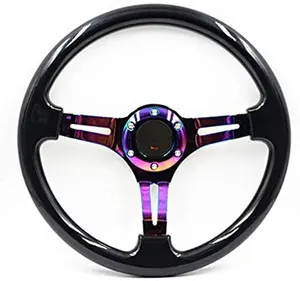 Jiabeir Universal 14 Zoll Schwarz Car Racing Lenkrad Drifting Neo Chrome Deep Dish ABS Lenkrad mit Hupe