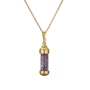 패션 열 수 있습니다 향수병 펜던트 목걸이, 7 색 쇄석 소원 병, 쇄골 체인 - Product Image 4