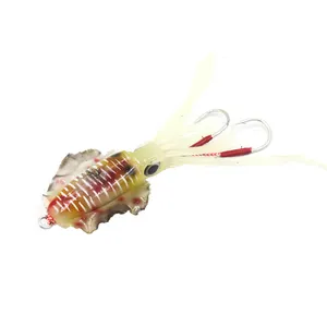 FJORD OEM 60g cumi-cumi sirip tipis dengan telinga gurita bercahaya umpan pancing laut lunak