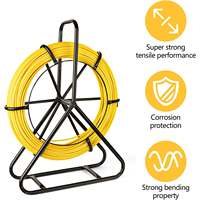 Ruban de poisson en fibre de verre Tanghu 6MM 426FT ruban de pêche tiges de câble ruban de poisson conduit Rodder extracteur de fil avec Cage et support de roue