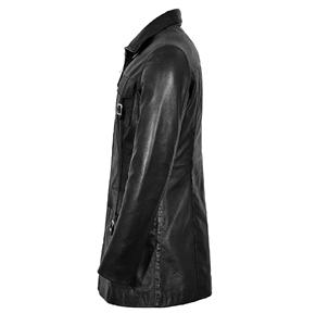 Abrigo de Mujer Personalizado 100% Cuero Nappa Negro Genuino, Corte Clásico, Acabado Premium, Marca Privada OEM/ODM, Venta al Por Mayor de Lujo - Product Image 3