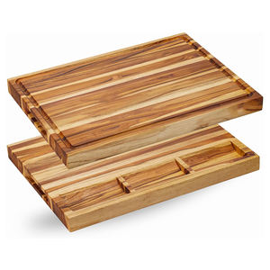 Planche à découper de bloc de boucher en bois de teck naturel de qualité supérieure épaisse de cuisine personnalisée en usine - Product Image 3