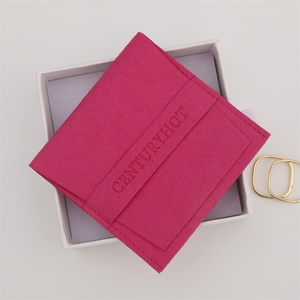 Pochette à bijoux en microfibre rose personnalisée PUPPYSEW, enveloppe en velours avec rabat, pochette pour collier, bague, boucles d'oreilles, bracelet, SANS logo - Product Image 4