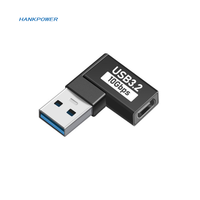 Convertisseur adaptateur OTG à angle droit USB3.0 Type C mâle vers USB A femelle pour transfert de données de charge de téléphone intelligent et d'ordinateur portable