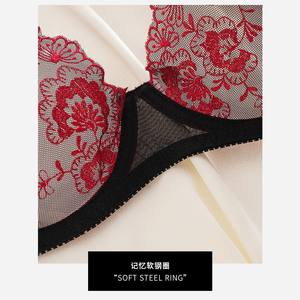 ランジェリーセットレディースセクシー刺繍花甘いメッシュ下着透明ブラジャーセットセクシー女性セット - Product Image 3