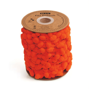 Nastro Pom-Pom Ilan Larghezza 2 cm, 20 Iarde, Arancione, Decorativo per Artigianato - Product Image 1