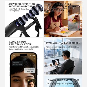 Occhiali Smart AI a Doppia Lente con Fotocamera da 8MP, Supporto <span class=keywords><strong>Chat</strong></span> Vocale AI, Live Streaming TK, Ricarica Type-C, Batteria da 290mAh, Dispositivo Indossabile - Product Image 4