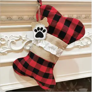 Calze per cani più popolari di amazon calze natalizie a quadri con zampa per decorazioni natalizie decorazioni per il nuovo anno