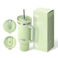 Tumbler Grosir 2025 dengan Gagang dan Tutup Sedotan, Anti Bocor, Ramah Cup Holder, Mug Perjalanan Stainless Steel, Hadiah