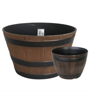 Elegante Jardinera de Madera con Forma de Barril para Jardín, Maceta Cilíndrica Clásica para Decoración - Product Image 1