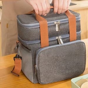 Heopono çift katlı yalıtımlı termal gıda 2 bölmeler kullanımlık Fitness su geçirmez piknik soğutucu öğle yemeği çantası yetişkinler için - Product Image 5