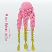 Peluca de Cosplay Estilo Anime, Semitermoadherida, con Trenzas de Colores Degradados, Cabello Largo, Alta Densidad PQ, Venta al Por Mayor, Senmu Beauty