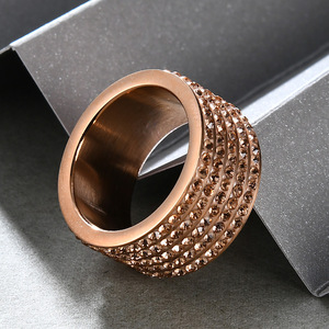 Fashion <b>Ring</b> 12MM Rose Gold 5 Row <b>Crystal</b> Channel Setting Unisex Party Jewelry - Product Image 2