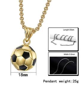 Collier pendentif de football américain européen Bijoux de sport en acier inoxydable à la mode pour hommes avec collier personnalisé de perles - Product Image 6