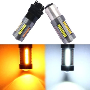 Liwiny Xe LED switchback bóng đèn 7443 4014 66smd kép màu tự động đuôi phanh ngược đèn 12V phía trước lần lượt tín hiệu ánh sáng trắng + hổ phách - Product Image 2