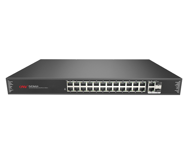 24 Port PoE Switch, 24 PoE 100Mbps and 2 Gigabit Combo Ports Switch