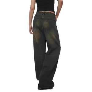 Jeans Deslavados Personalizados para Mujer, 100% Algodón, Alta Calidad, Estilo Vintage, Corte Recto, Holgados, Estilo Y2K - Product Image 3