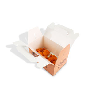 Conception personnalisée Boîtes jaunes en papier en forme de <span class=keywords><strong>maison</strong></span> pour fast-food <span class=keywords><strong>Hamburger</strong></span> <span class=keywords><strong>poulet</strong></span> frit avec poignée - Product Image 4