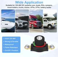 Interrupteur de coupure de batterie noir 12V-48V à 2 voies avec borne latérale en cuivre pour voiture, camping-car, bateau