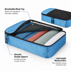 Juego de 4 Cubos de Embalaje para Viaje, Organizadores de Equipaje, <span class=keywords><strong>Bolsas</strong></span> de Almacenamiento Ligeras de Malla para Maletas - Product Image 2