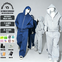 Ensemble survêtement homme hiver haute qualité, pantalon de jogging ample et sweat à capuche zippé surdimensionné, personnalisé, grammage lourd 450 GSM