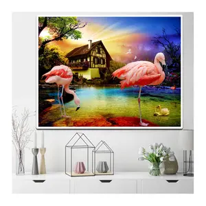 Cheap Huacan 5D Diamond Painting Kits for Adults Flamingo Square